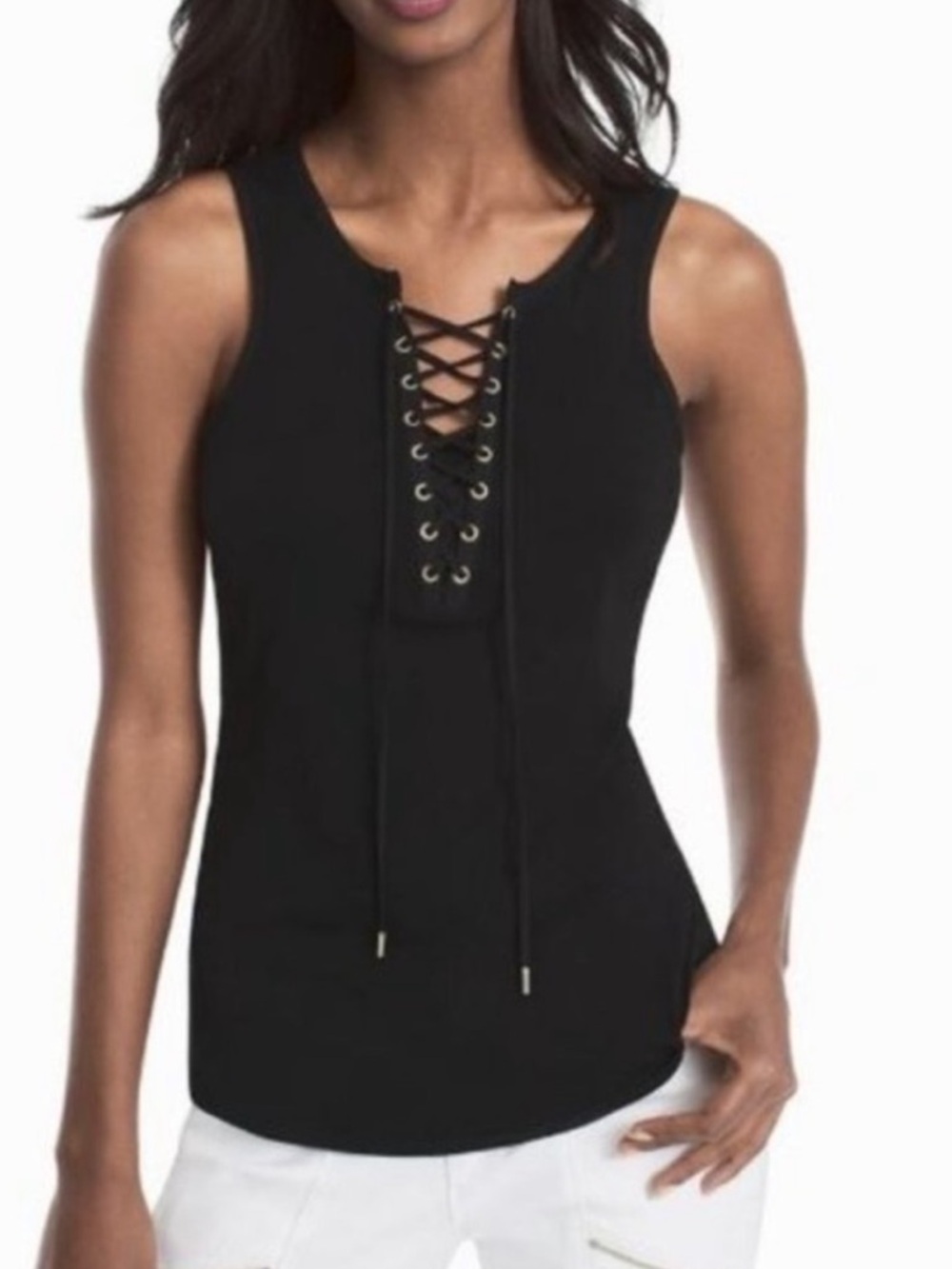 White House black market lace up tank